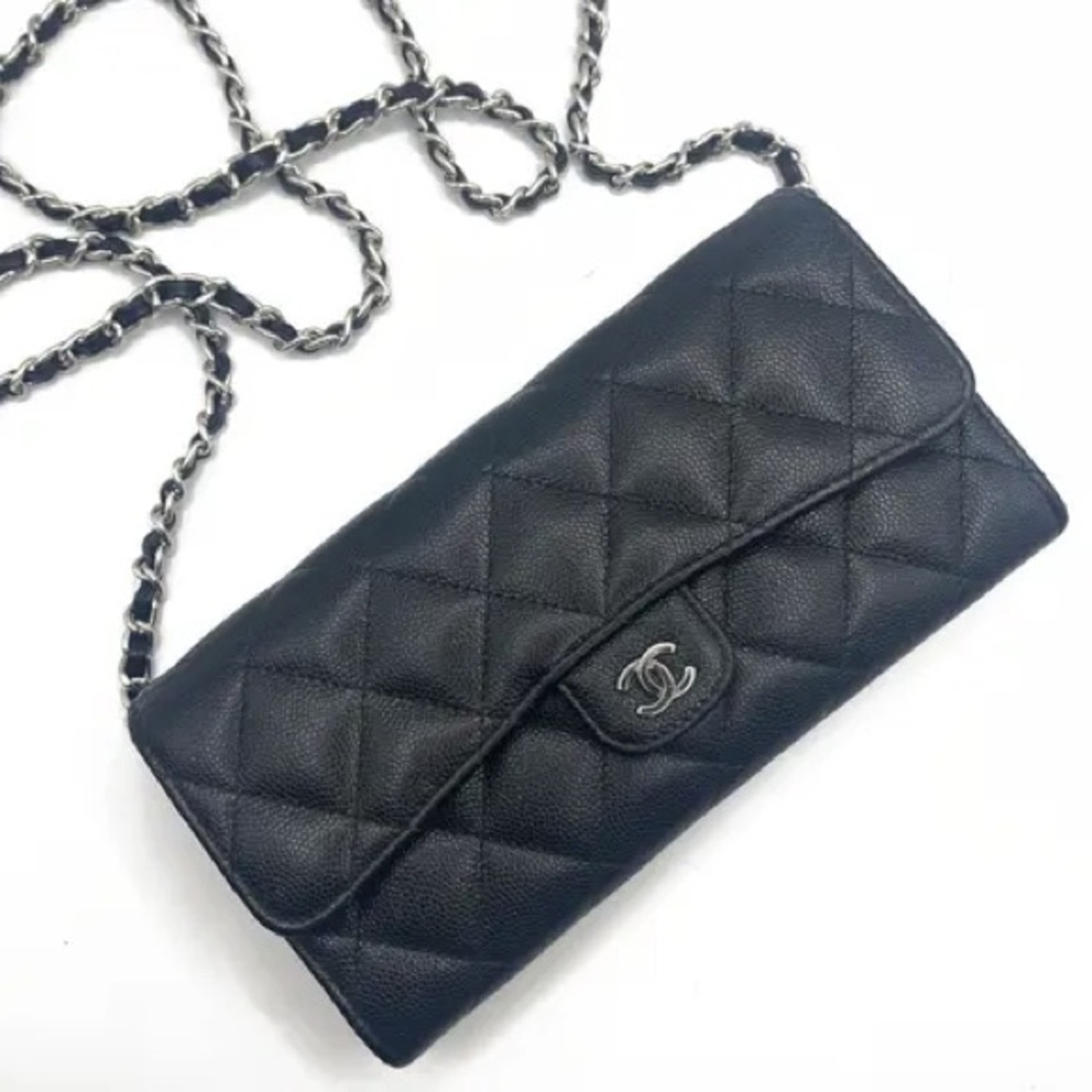 CHANEL - Classic Caviar Flap long Wallet NEW🔥wallet on chain crossbody bag⭐️ - Picture 12 of 12